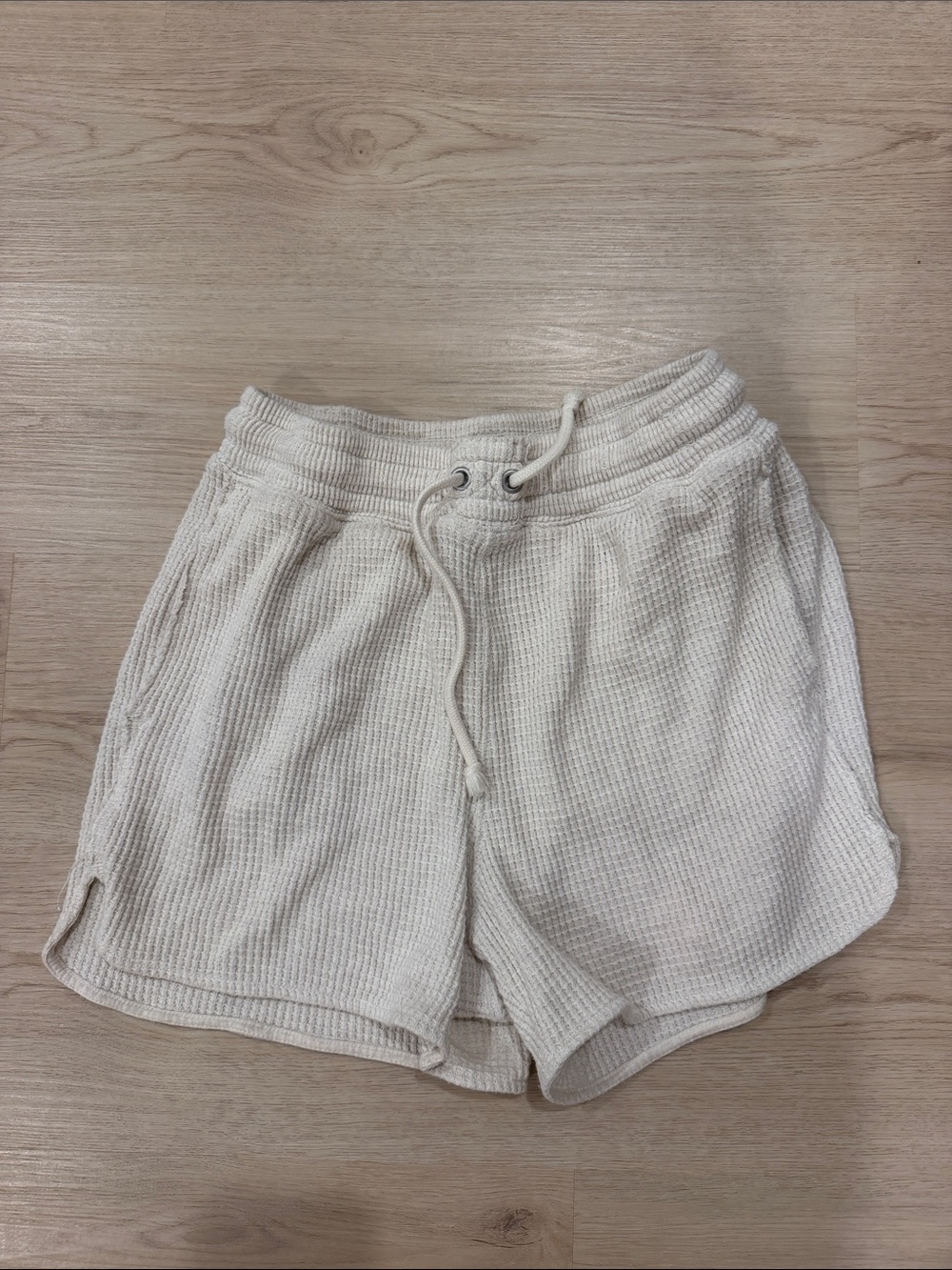 Aerie small Cream Waffle-Knit Drawstring Women's Shorts